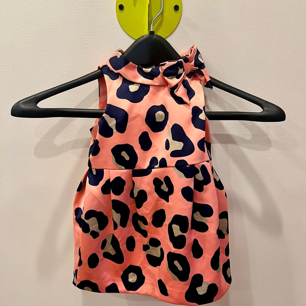 Janie and Jack Pink Leopard Print Dress, diaper cover 6-12 mo Easter Spring